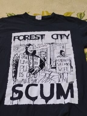 TC Black Short Sleeve Graphic Tee with White 'SCUM' Print